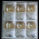 Box of 6 bohemian crystal cognac glasses