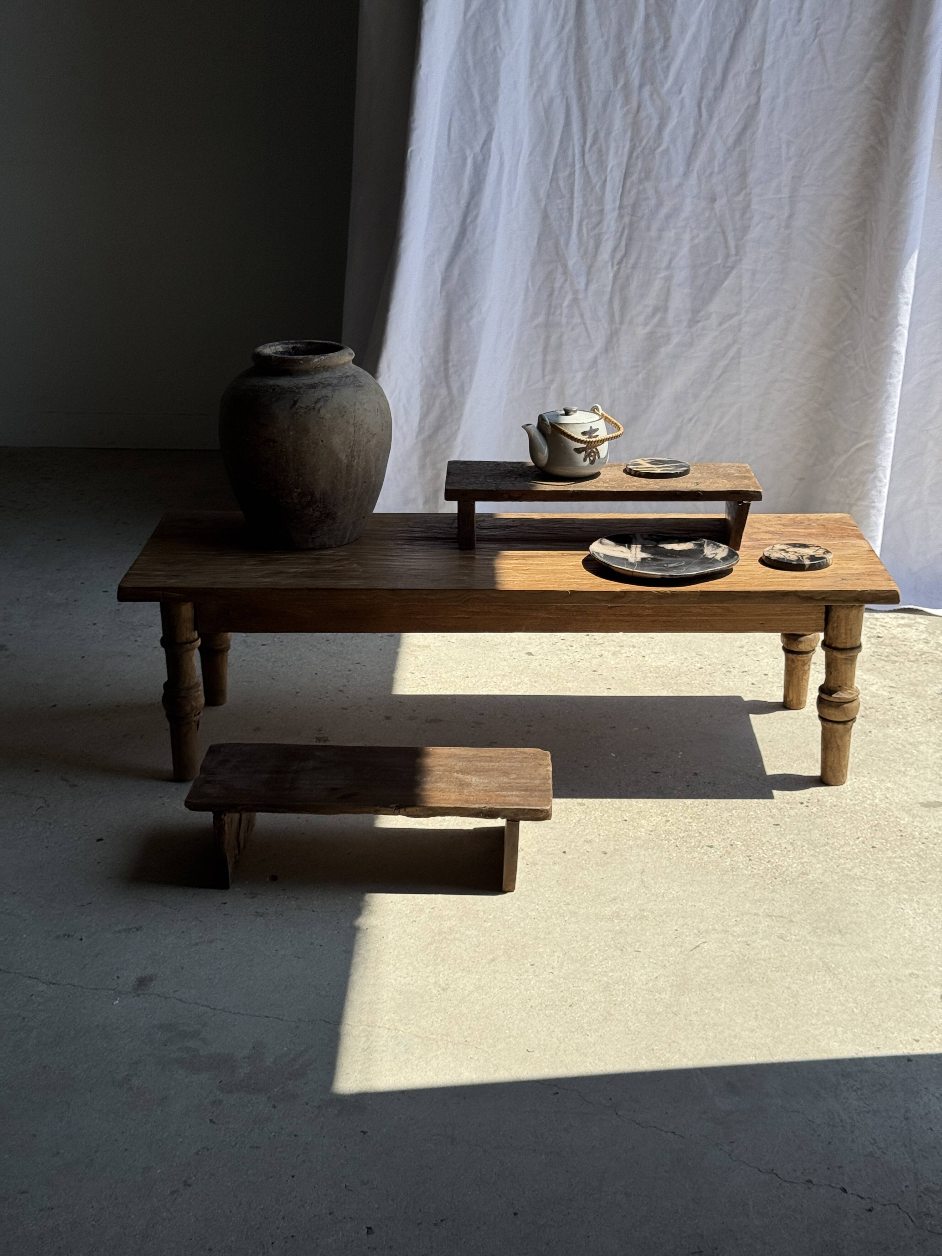 Small low bench in old teak from Indonesia H14 L50