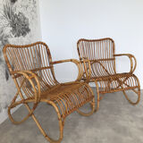 Pair of vintage rattan armchairs