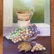 Tableau : huile sur carton - Nature morte aux raisins