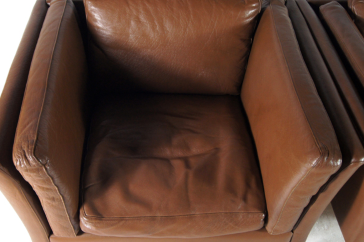 Vintage chair in teak and Danish retro leather 60s 70s