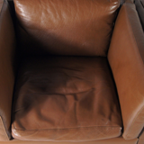 Vintage chair in teak and Danish retro leather 60s 70s