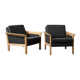 Vintage Mid-Century Danish Modern Oak & Felt Lounge Chairs, 1960s, Set of 2