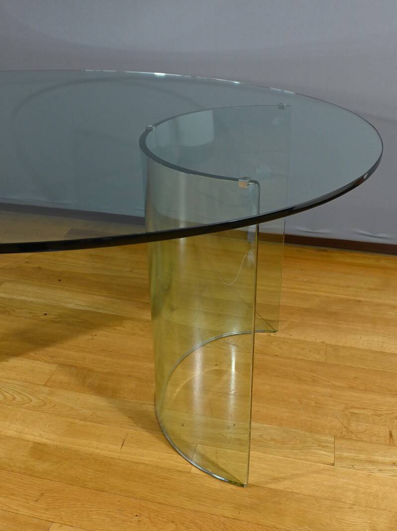 Oval Glass Table, attributed to Fiam, Italy – 1980
