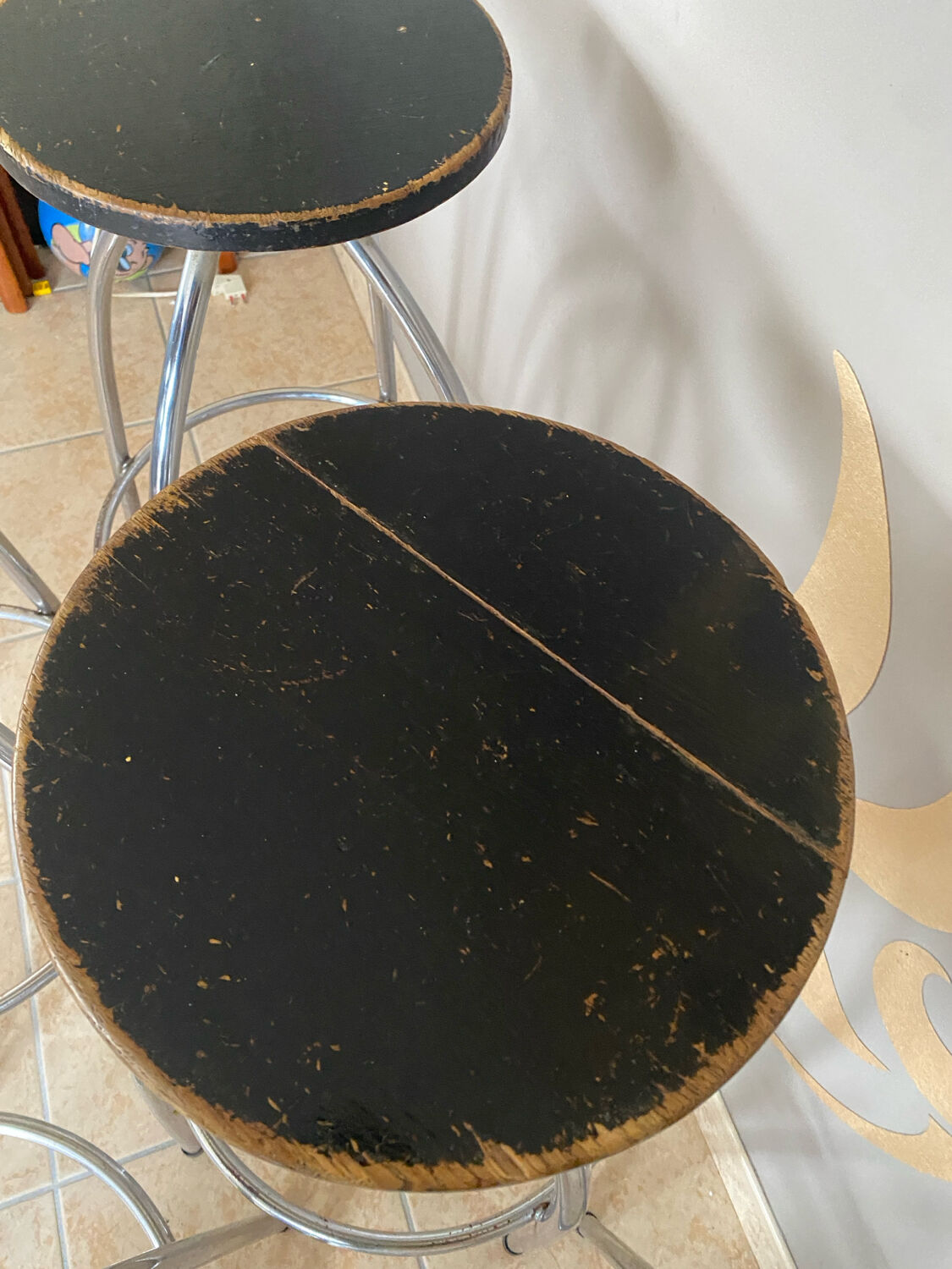 Six industrial bar stools