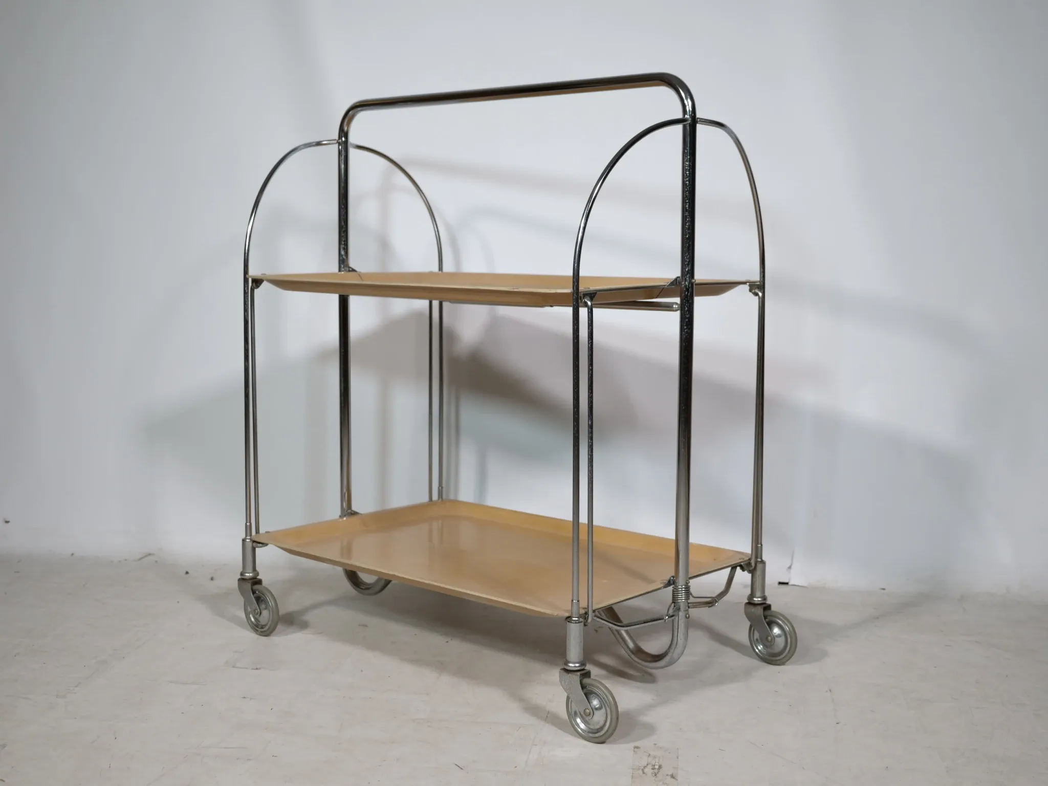 Mid Century Folding Serving Trolley in Chrome by Bremshey, 1960s
