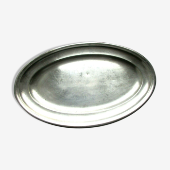 Art Deco oval plate in silver white metal by Félix Frères in Toulouse