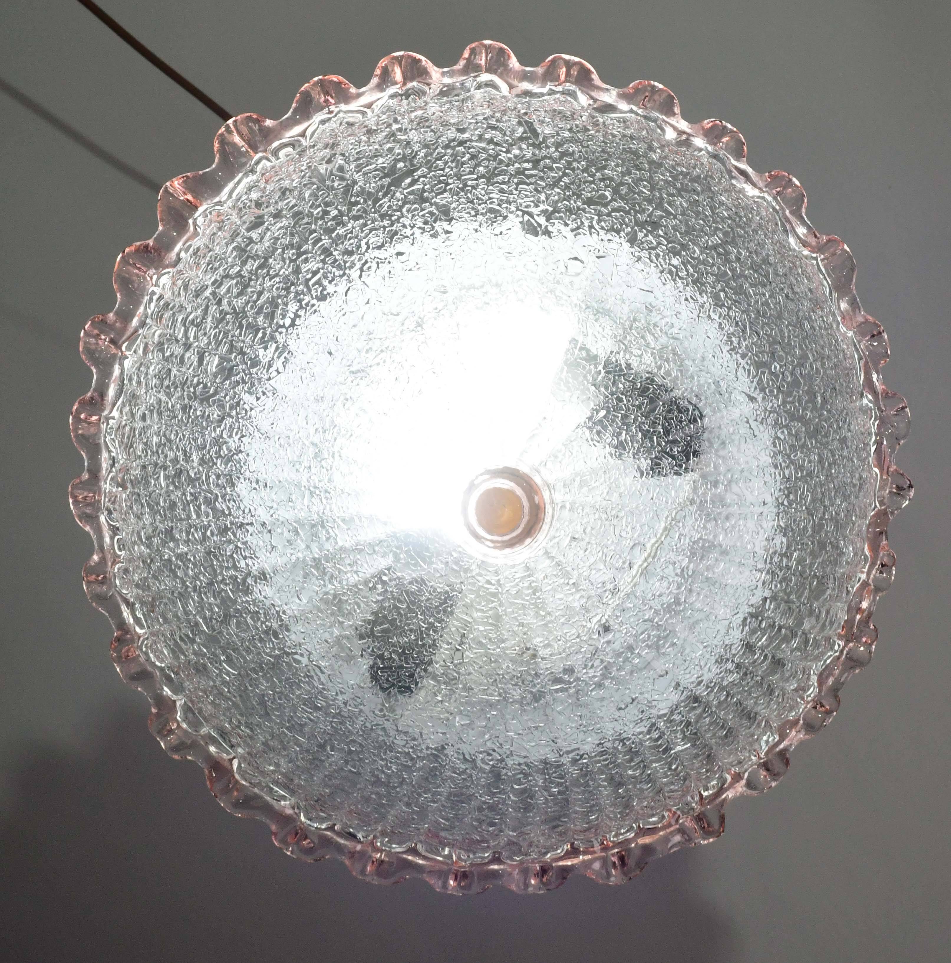 Charming Italian pink Murano glass ceiling fixture, Murano, 1970