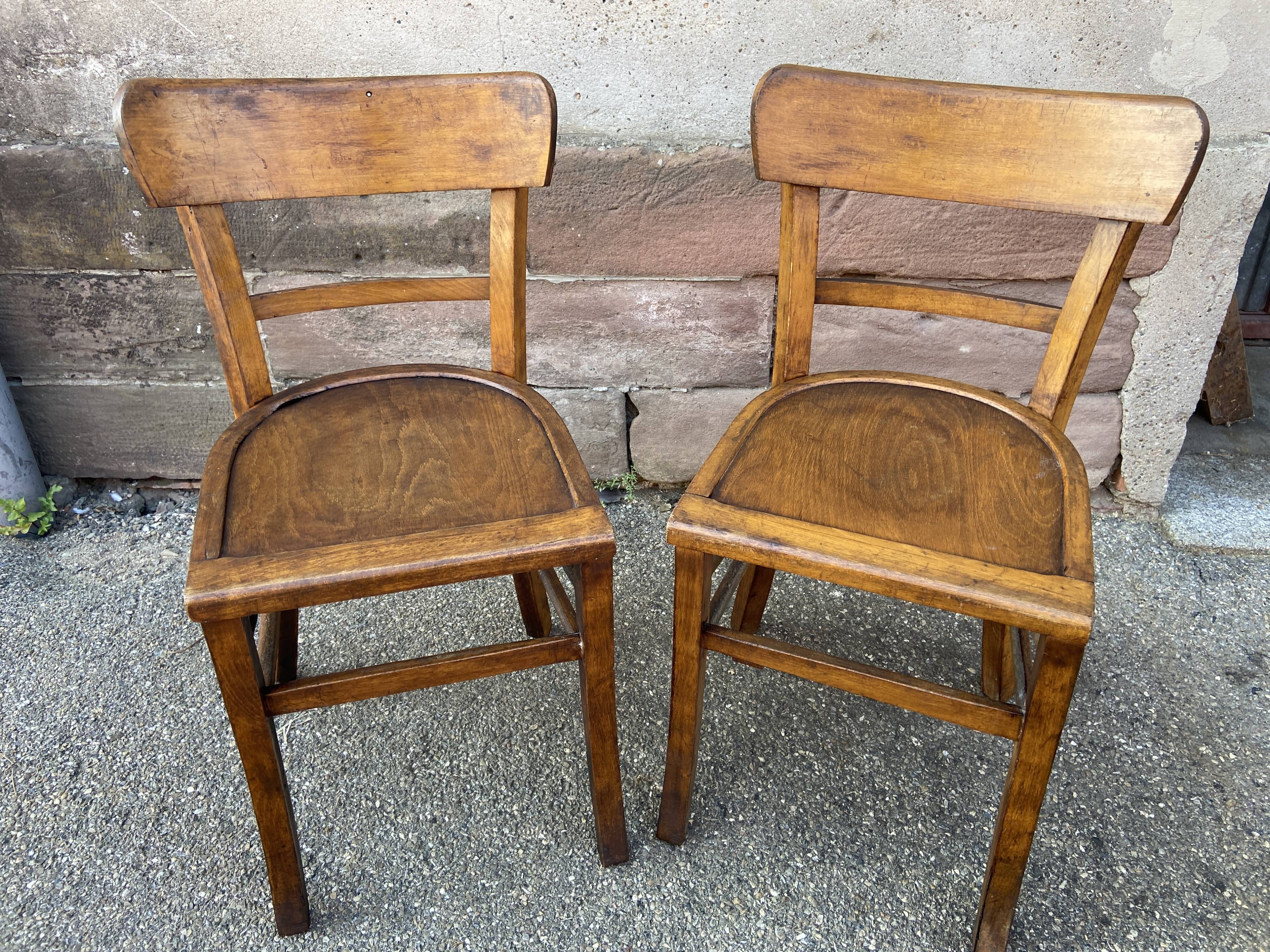 Pair of French bistro chairs vintage meat