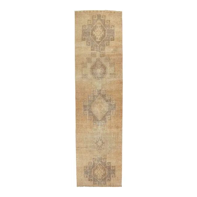 Turkish Oushak wool kilim rug 96x365