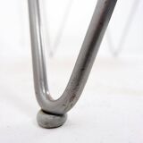 Vintage wicker stool / footstool with gray metal hairpin legs - Ikea