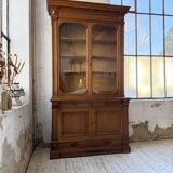 Old XL Napoleonic oak glass bookcase, 19th century
