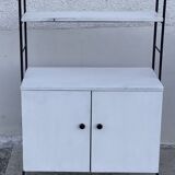 Small vintage 1950s metal and painted wood shelf buffet.