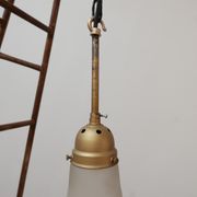 Antique etched glass German pendant light by A.E.G.