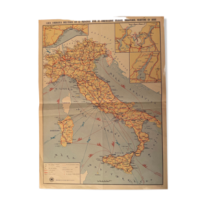 Affiche ancienne carte de l'Italie