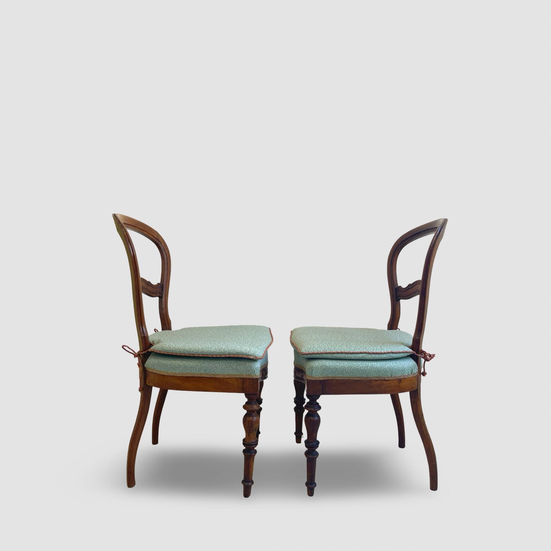 Antique Victorian era ballon back chairs and stool