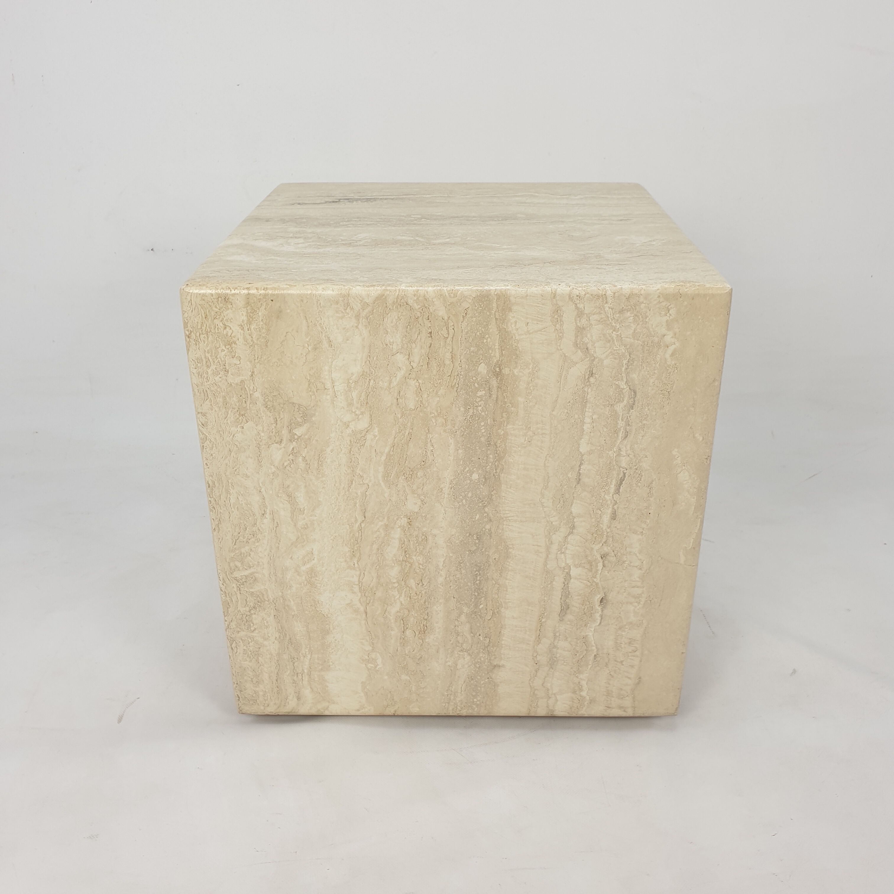Italian Travertine Side Table, 1980's