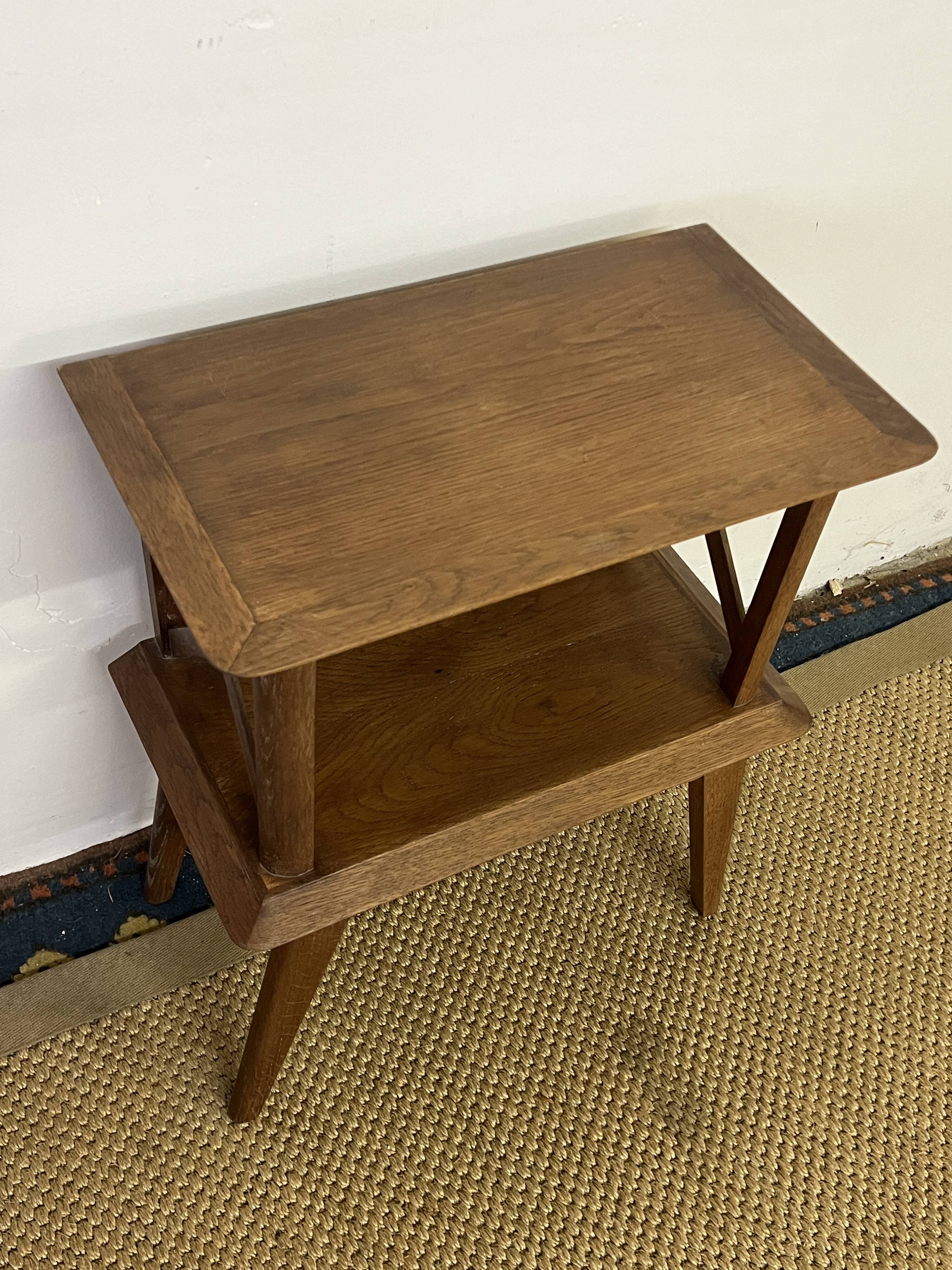 Bedside table with lattices, vintage compass legs