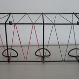 Wall-mounted coat rack hat holder metal scoubidou wire green/red 1950