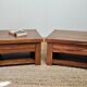Pair of handcrafted walnut bedside tables from the 20th century.