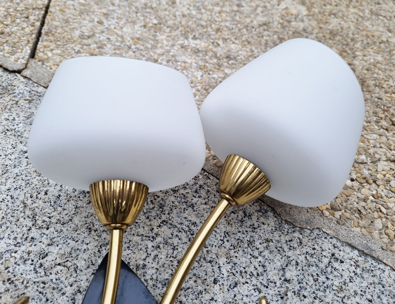 Double fire wall lamp, Arlus house, vintage, 50s