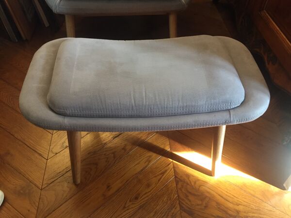 Fauteuil Hamilton en alcantara avec son repose pieds