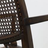 Classic English Armchair in Oak and Rattan