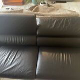 Roche Bobois black leather sofa