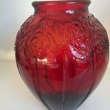 Large volute vase in pressed glass Art Deco