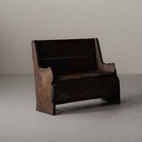 Alpine larch wood storage bench, Folk Art, Piedmont, 19th century