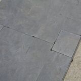 Brutalist coffee table, slate top and steel base, France, 1960s