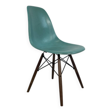 Eames Herman Miller DSW side chair in turquoise