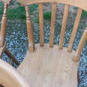 Set of 4 chairs and 1 armchair in mountain style made of oak.