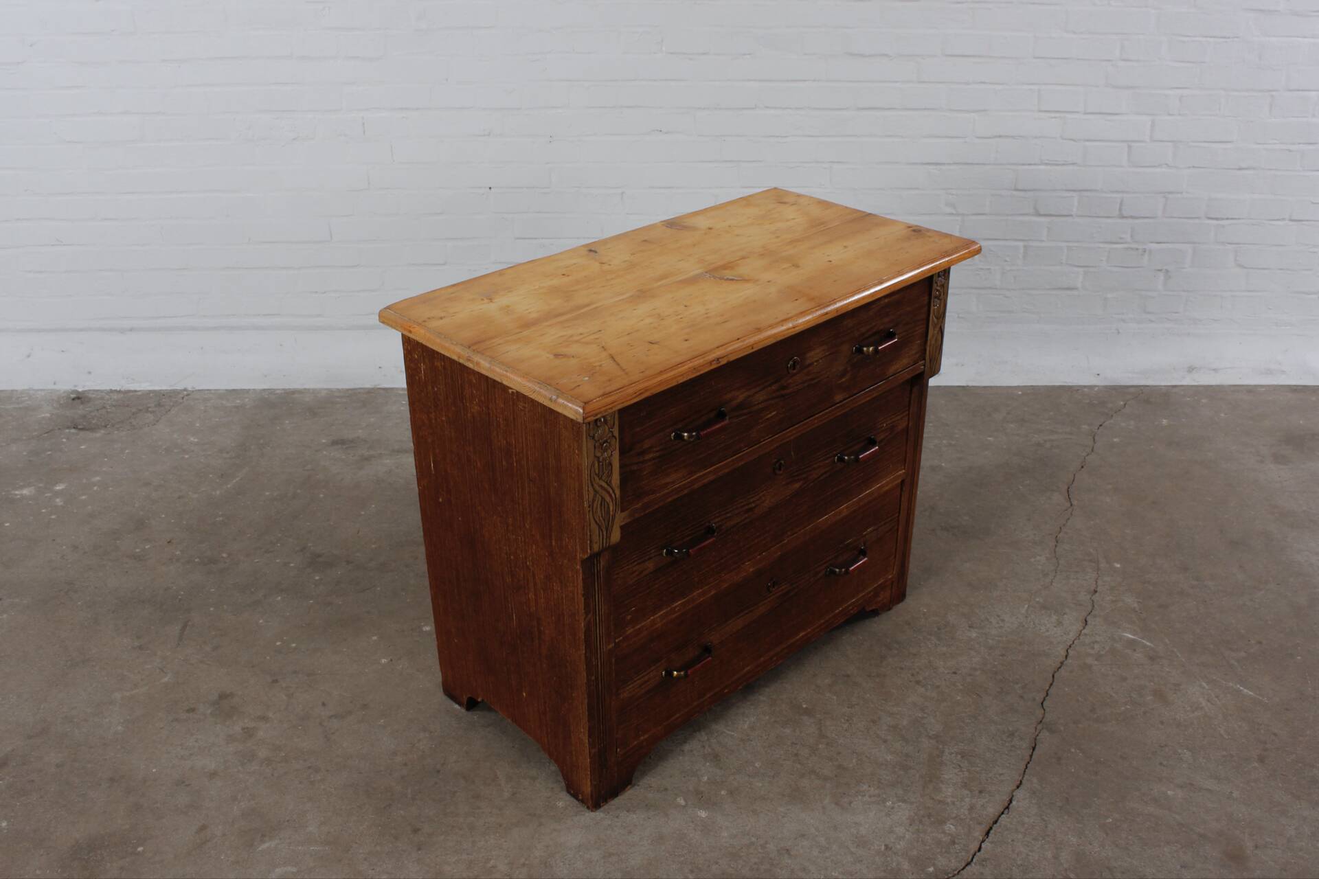 Vintage Weichholz Bauernkommode Schubladenschrank 60er