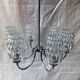 6-branched chrome chandelier & glass lampshades