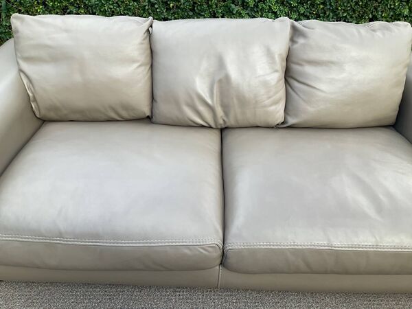 Canapé 3 places Roche Bobois en cuir beige