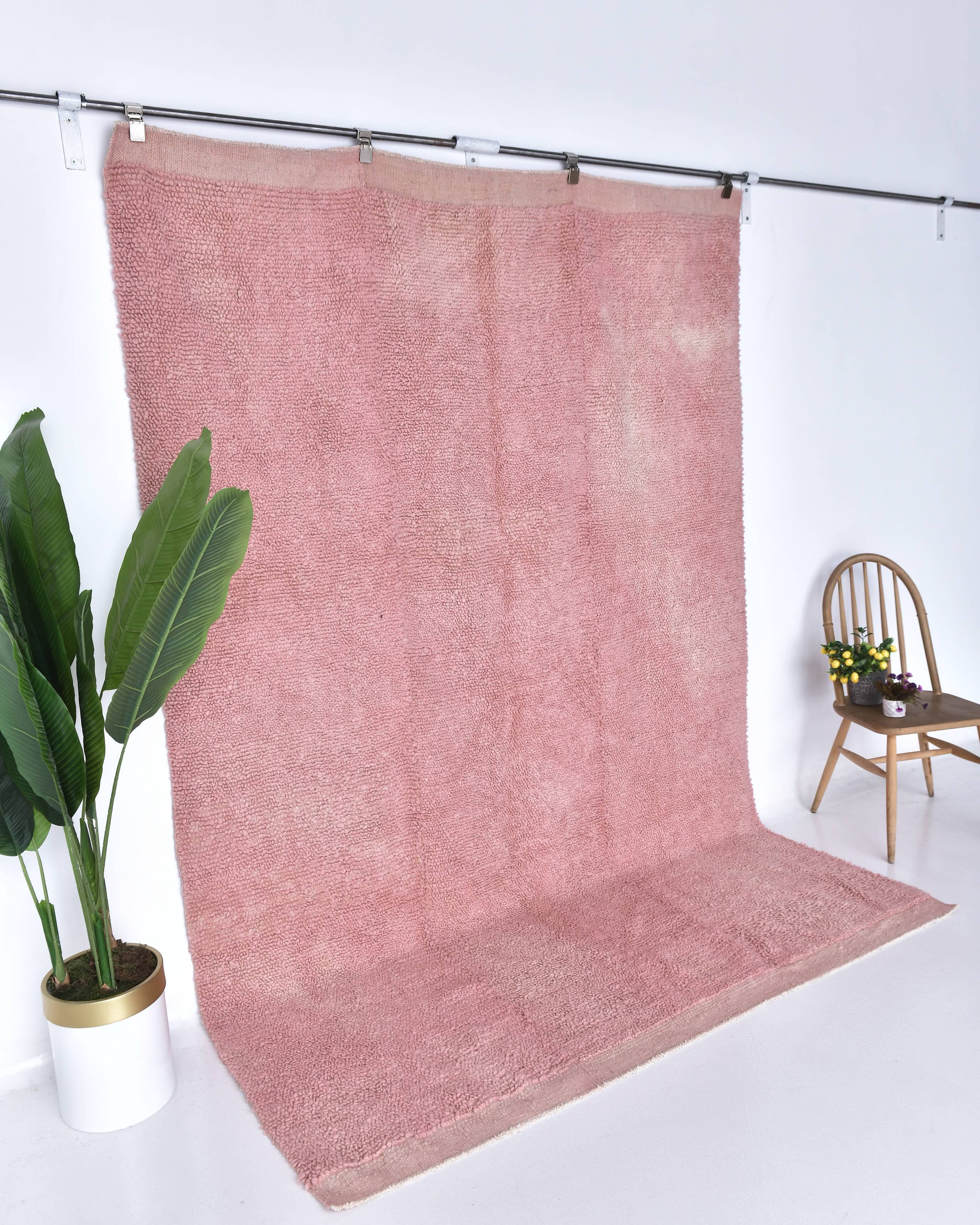 6x9 Soft Pink Handmade Wool Vintage Rug 197x287Cm SK 241959