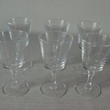 Set of 6 old glasses with initial C monogram engraved 9.7 cm