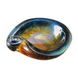 Amber & blue murano glass pocket empty and shell shape - 60s / 70s