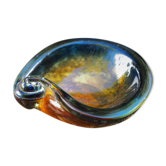 Amber & blue murano glass pocket empty and shell shape - 60s / 70s