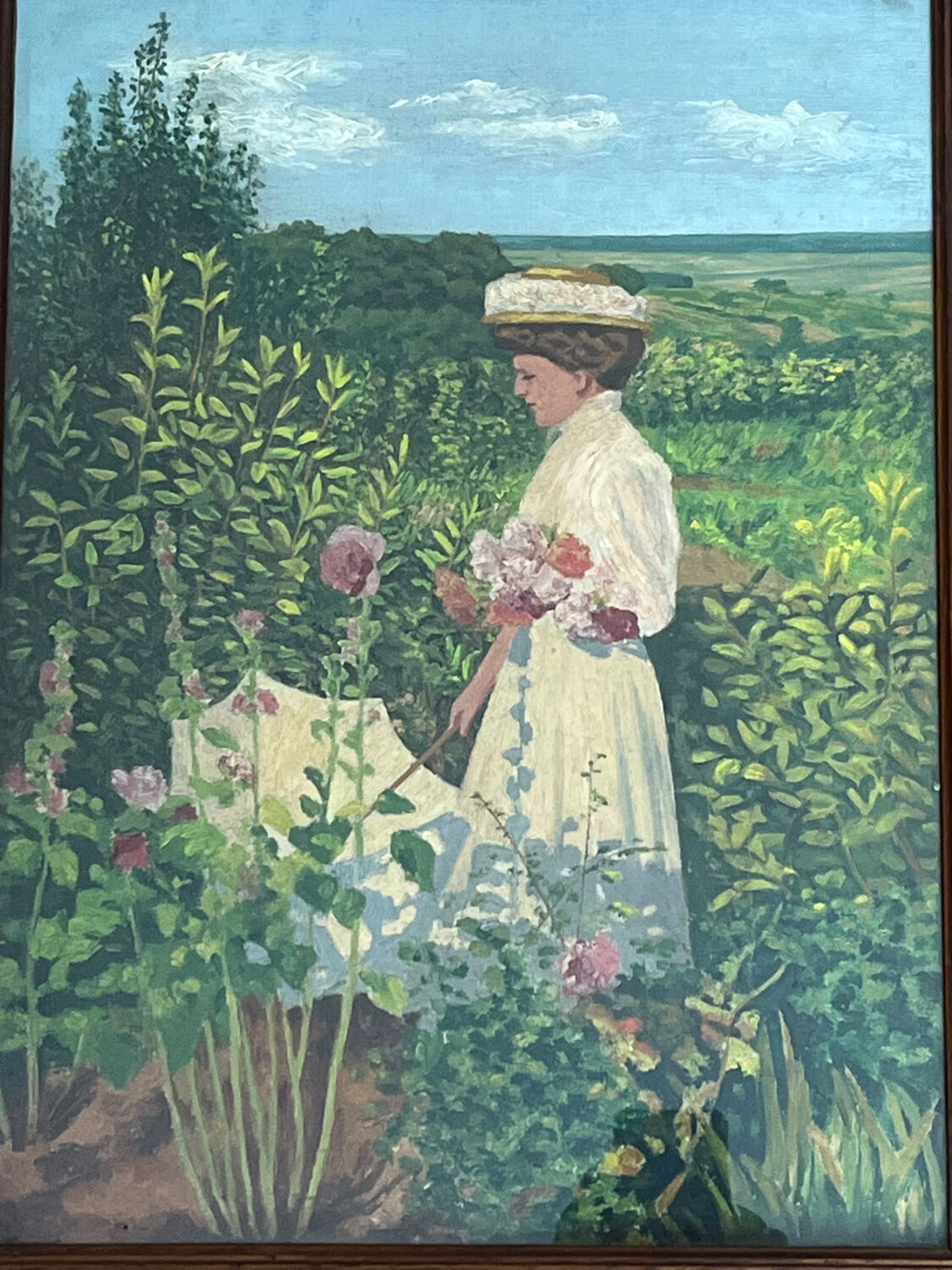 Painting: oil on canvas - woman with umbrella