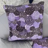 ROUND ROTATING SOFA IN LEATHER WITH 6 CUSHIONS