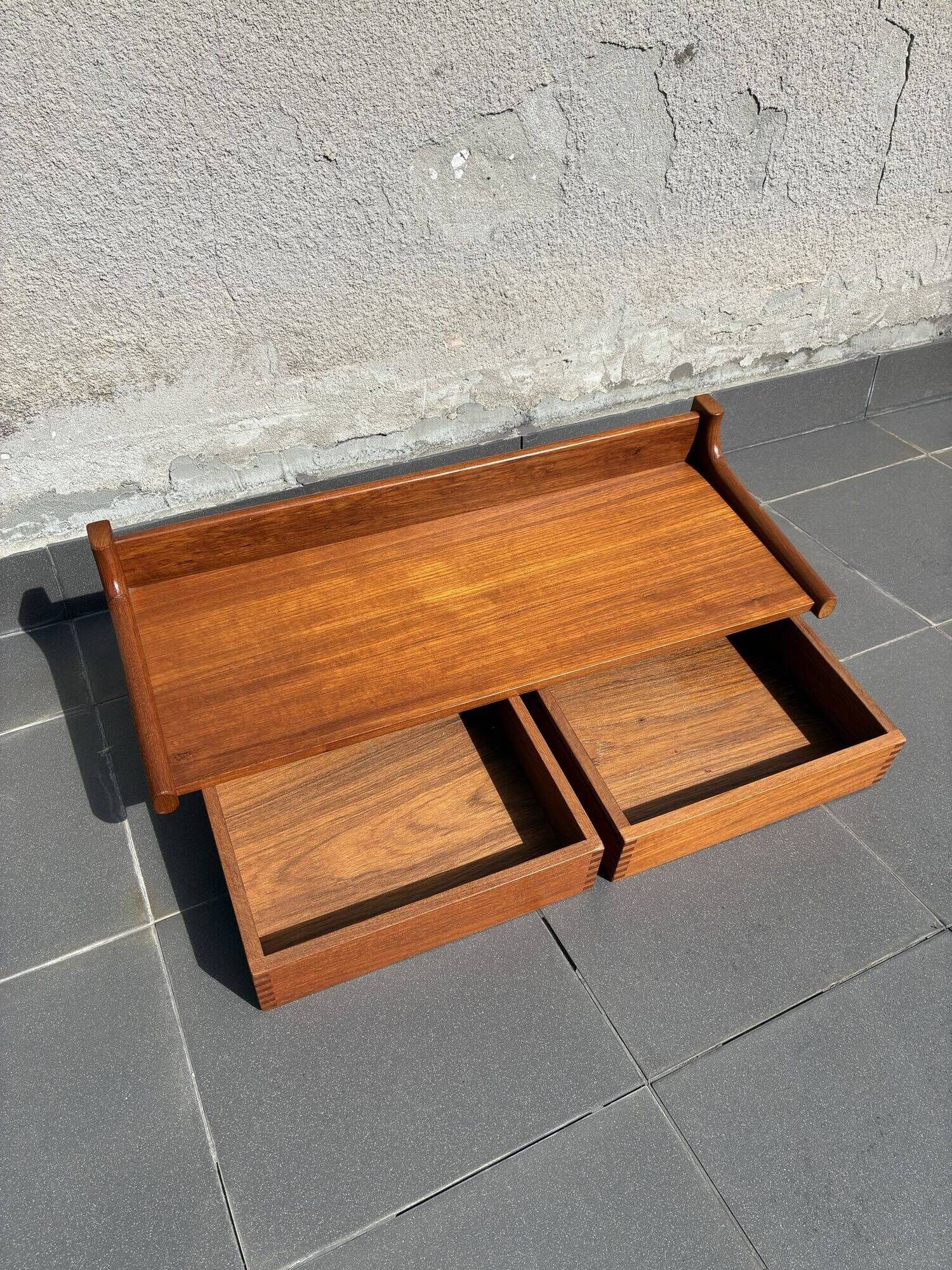 Kai Kristiansen teak wall shelf with drawers, Kaagaards Møbelfabrik, 1960s