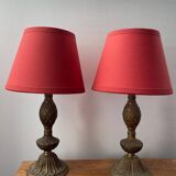 Pair of bedside lamps, bronze, Louis XV style