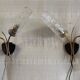 Double wall lights in gold metal and glass tulip - 60s/70s