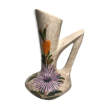 Former pitcher Vallauris enamelled Tess ceramic + painted flower Vintage
