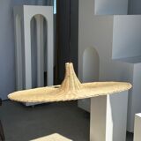 Large suspension, rattan luminaire in hat shape D:80cm