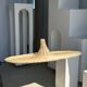 Large suspension, rattan luminaire in hat shape D:80cm