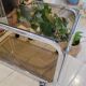 Vintage serving trolley in smoked glass and chrome metal