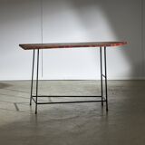 Italian Side Table with Unique Leather Top, 1970s